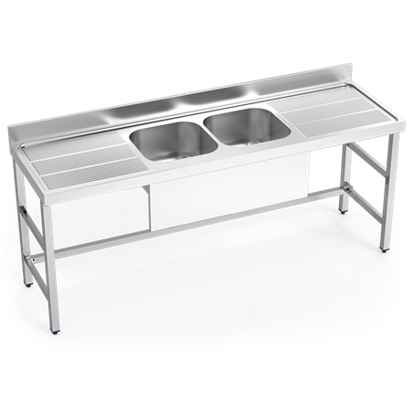 Fregadero con soporte 2C,2E 2000x700x850 mm.