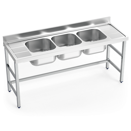 Fregadero con soporte 3C,2E 1800x700x850 mm.