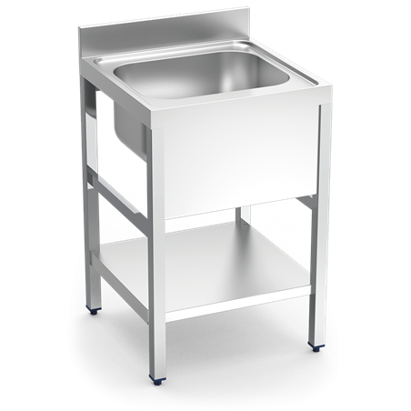 Fregadero c/soporte c/entre.1C 700x700x850 mm.