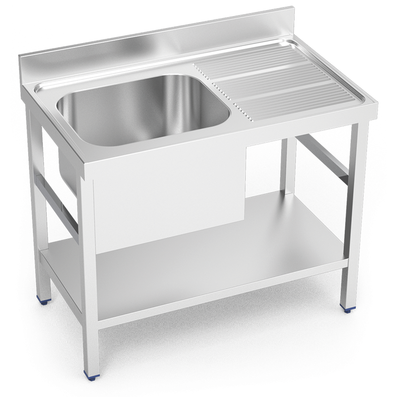 Fregadero c/soporte c/entre.1C,ED 1300x700x850 mm.