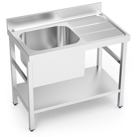 Fregadero c/soporte c/entre.1C,ED 1300x700x850 mm.