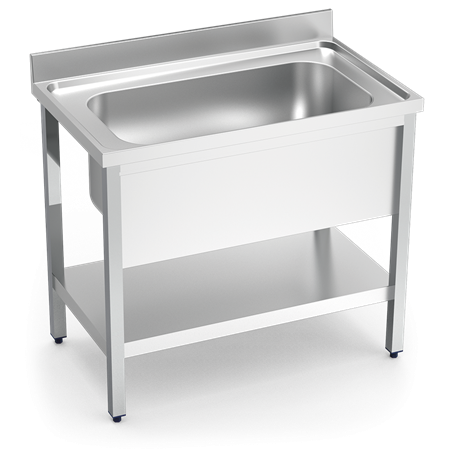 Fregadero c/soporte c/entre.1C 1200x700x850 mm.