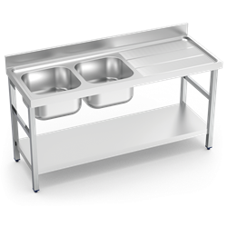 Fregadero c/soporte c/entre.2C,ED 1400x700x850 mm.