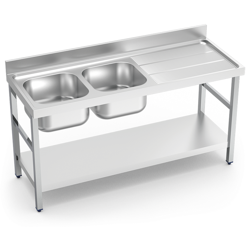 Fregadero c/soporte c/entre.2C,ED 1400x700x850 mm.