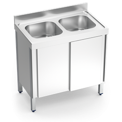 Fregadero c/ptas.correderas 2C 1000x700x850 mm.