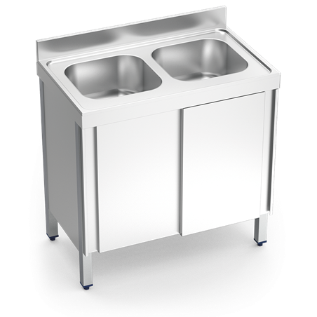 Fregadero c/ptas.correderas 2C 1000x700x850 mm.