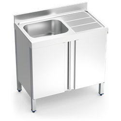 Fregadero c/ptas.abatibles 1C,ED 1200x700x850 mm.