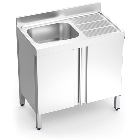 Fregadero c/ptas.abatibles 1C,ED 1200x700x850 mm.