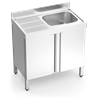 Fregadero c/ptas.abatibles 1C,EI 1200x700x850 mm.