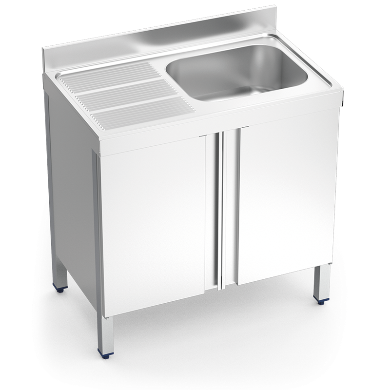 Fregadero c/ptas.abatibles 1C,EI 1300x700x850 mm.