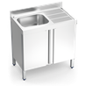 Fregadero c/ptas.abatibles 1C,ED 1400x700x850 mm.