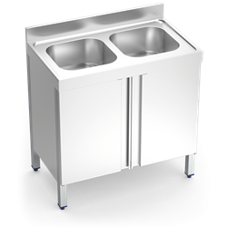 Fregadero c/ptas.abatibles 2C 1000x700x850 mm.