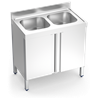 Fregadero c/ptas.abatibles 2C 1400x700x850 mm.