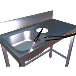 Fregadero soldado a mesa, mano dcha., 600x450x300 mm.