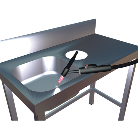Fregadero soldado a mesa, mano dcha., 600x500x300 mm.