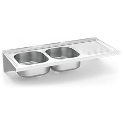 Fregadero colg. c/cartelas 2C,ED 1200x500x205 mm.
