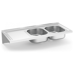 Fregadero colg. c/cartelas 2C,EI 1200x500x205 mm.