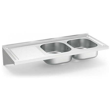 Fregadero colg. c/cartelas 2C,EI 1200x500x205 mm.