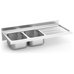 Fregadero colg. c/cartelas 2C,ED 1400x600x275 mm.