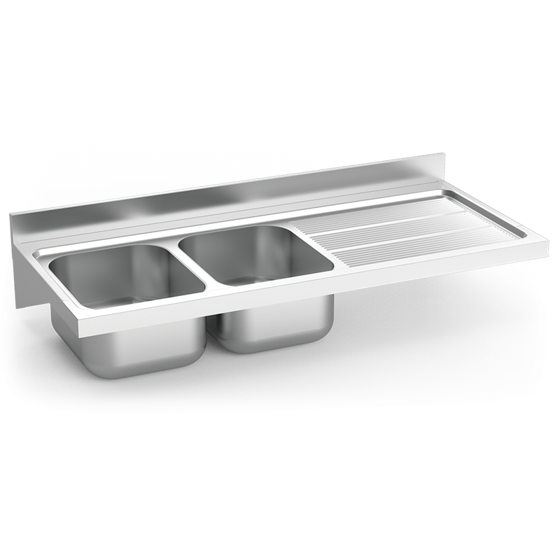 Fregadero colg. c/cartelas 2C,ED 1400x600x275 mm.