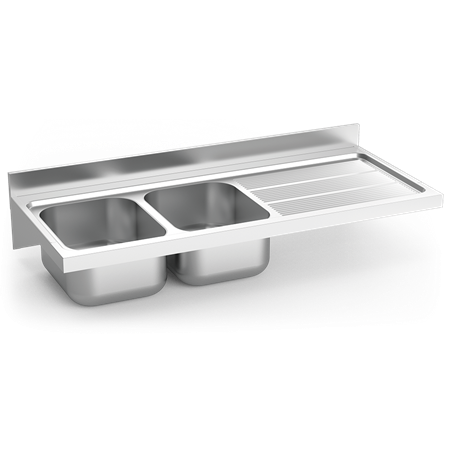 Fregadero colg. c/cartelas 2C,ED 1400x600x275 mm.