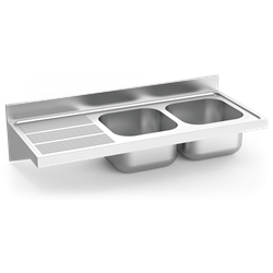 Fregadero colg. c/cartelas 2C,EI 1400x600x275 mm.