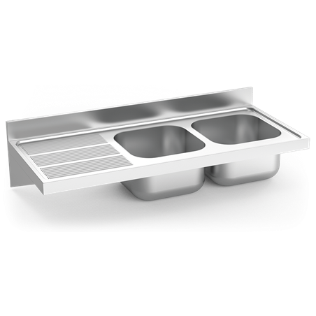 Fregadero colg. c/cartelas 2C,EI 1400x600x275 mm.