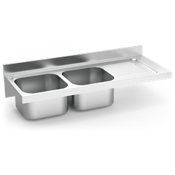 Fregadero colg. c/cartelas 2C,ED 1400x550x215 mm.