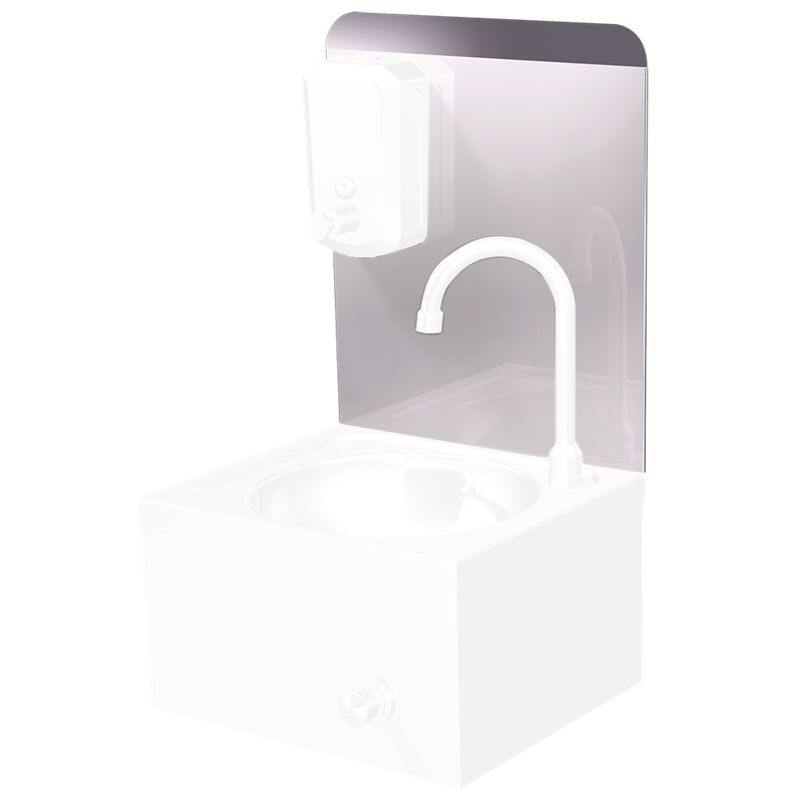 Peto postizo liso para acoplar a lavamanos de 350 mm.