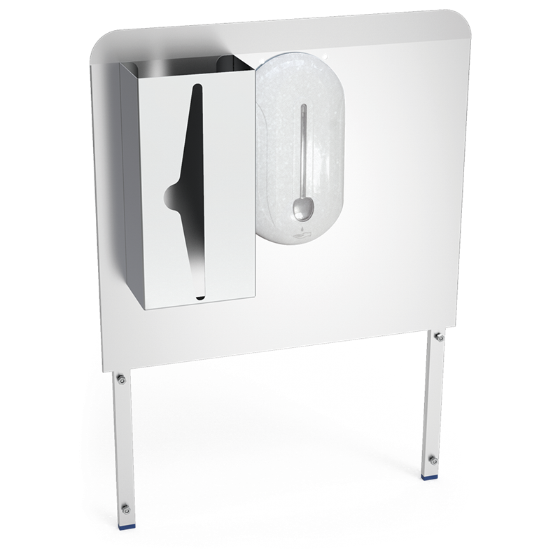 Peto postizo, dosificador de gel y dispensador de tissues para acoplar a lavamanos autónomo