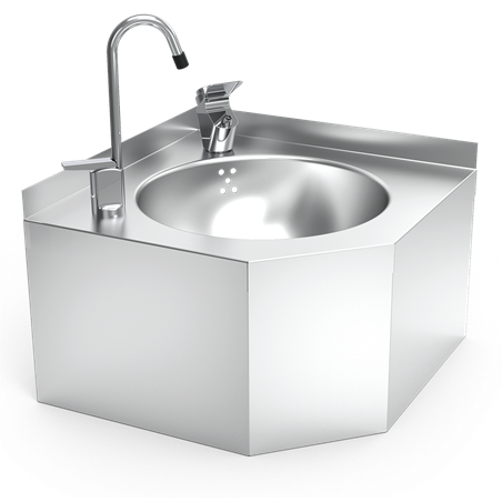 Fuente de agua de esquina fijación mural 350x350x200 mm.