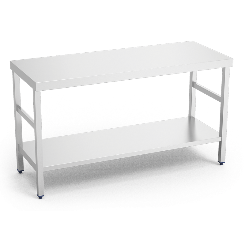 Mesa central c/entrepaño 2000x500x850 mm.